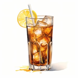 Clipart di Long Island Iced Tea, Immagini di Cocktail Alcolici, 10 Clip Art Acquerello, JPG Stampabili, Download Istantaneo, Uso Commerciale, Carta Creativa