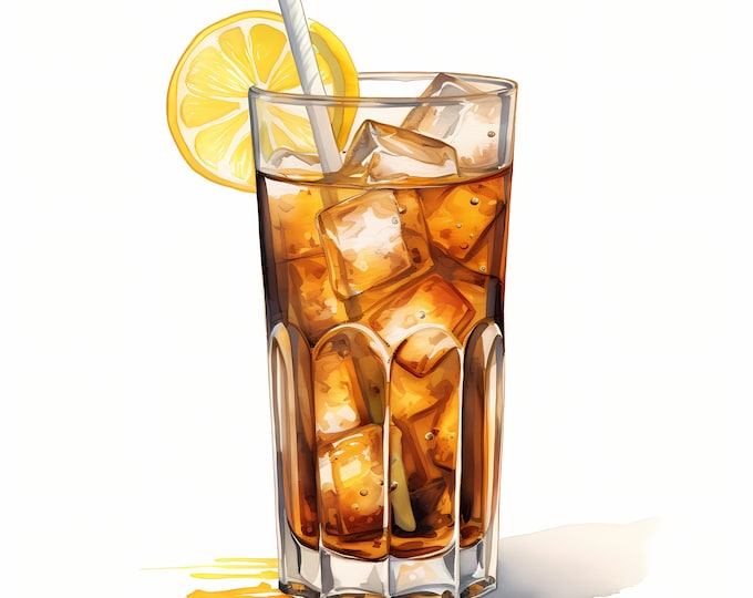 Long Island Iced Tea Clipart, Alcohol Cocktail Images, 10 Watercolor Clip Art, Printable JPGs, Instant Download, Commercial Use, Paper craft