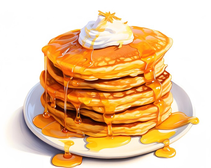 Pancakes Clipart, Pumpkin Pancakes Images, 10 Watercolor Clip Art, Printable JPGs, Instant Download, Commercial Use, Paper craft