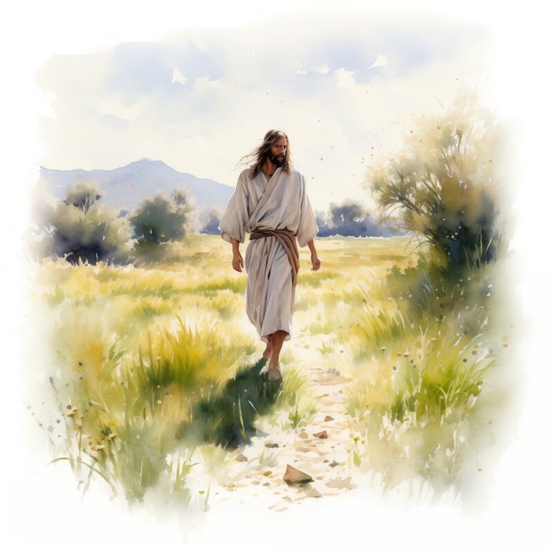 Jesus Christ Watercolor Clipart: Walking Images (JPG Digital Download ...