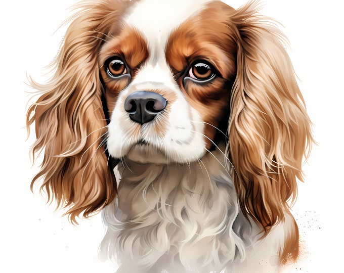 Cavalier King Charles Spaniel Clipart, Puppy Dog Images, 10 Watercolor Clip Art, Printable JPGs, Instant Download, Commercial Use
