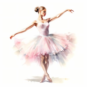 Ballerina Clipart, Ballet Dancer Images, 10 Watercolor Clip Art, Printable JPGs, Instant Download, Commercial Use, Paper craft