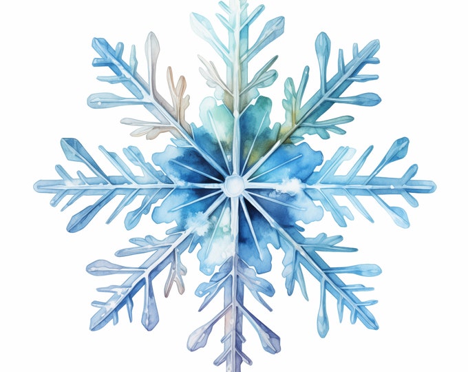 Snowflake Clipart, Christmas Snowflakes Images, 10 Watercolor Clip Art, Printable JPGs, Instant Download, Commercial Use, Paper craft