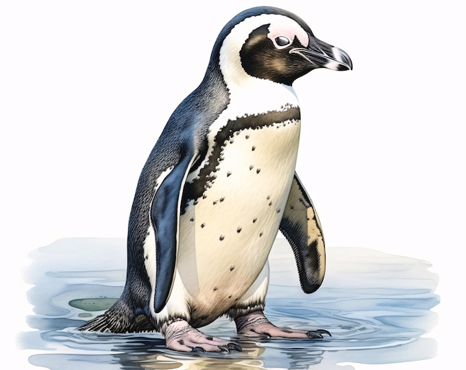 Watercolor Penguin Clipart: Antarctic Bird JPG Images (Commercial Use, Instant Download)