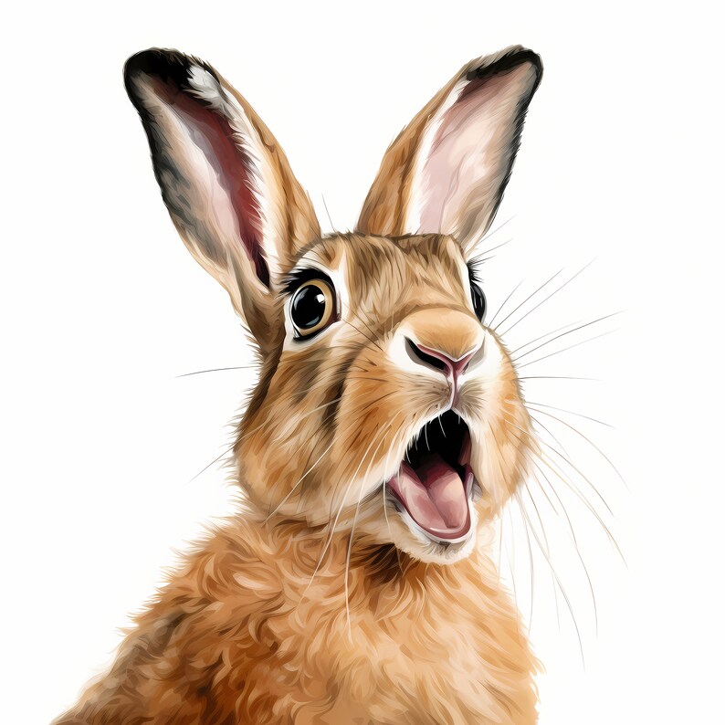 Surprised Hare, Shocked Rabbit, Forest Animal Watercolor Clipart Set ...