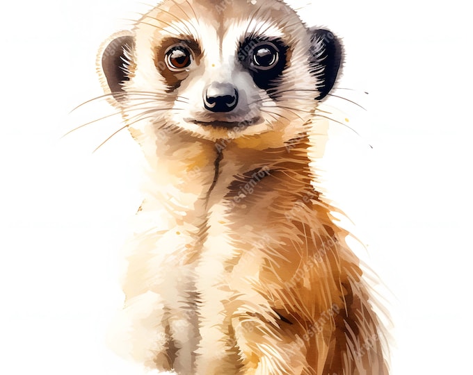 Meerkat Clipart, Suricate Images, 10 Watercolor Clip Art, Printable JPGs, Instant Download, Commercial Use, Paper craft
