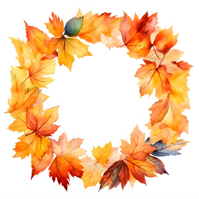 Leaves Frame Clipart, Autumn Leaves Frame Images, 10 Watercolor Clip