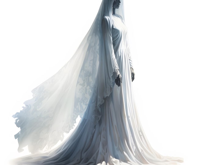 Ghosty Bride Clipart, Phantom Bride Images, 10 Watercolor Clip Art, Printable JPGs, Instant Download, Commercial Use, Paper craft