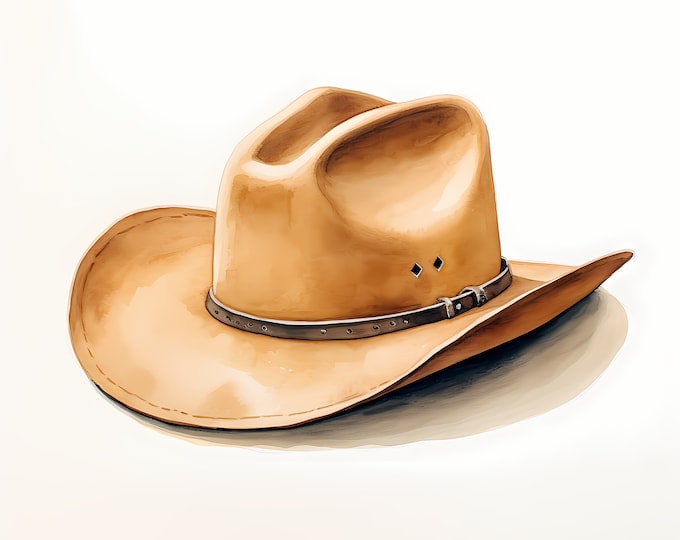 Cowboy Hat Clipart, Rustic Hat Images, 10 Watercolor Clip Art, Printable JPGs, Instant Download, Commercial Use, Paper craft
