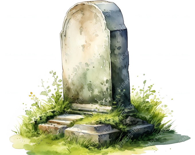 Tombstone Clipart, Tomb Stone Images, 10 Watercolor Clip Art, Printable JPGs, Instant Download, Commercial Use, Paper craft