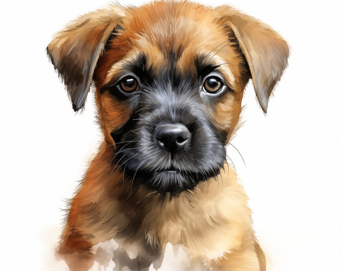 Border Terrier Clipart, Puppy Dog Images, 10 Watercolor Clip Art, Printable JPGs, Instant Download, Commercial Use, Paper craft