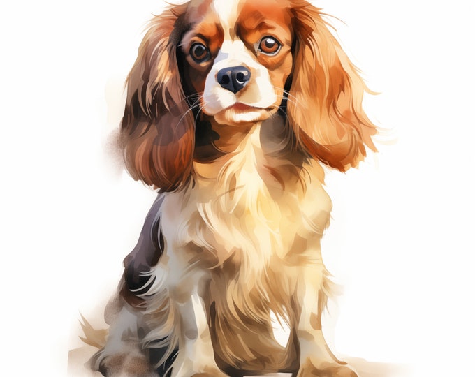 English Toy Spaniel Clipart, Spaniel Dog Images, 10 Watercolor Clip Art, Printable JPGs, Instant Download, Commercial Use, Paper craft