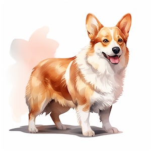 Corgi Clipart, Welsh Corgi Dog Images, 10 Watercolor Clip Art, Printable JPGs, Instant Download, Commercial Use, Paper craft