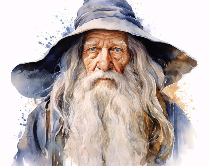 Wizard Clipart, Fantasy Magic Images, 10 Watercolor Clip Art, Printable JPGs, Instant Download, Commercial Use, Paper craft