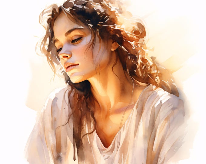 Biblical Woman Clipart, Holy Portrait Images, 10 Watercolor Clip Art, Printable JPGs, Instant Download, Commercial Use, Paper craft