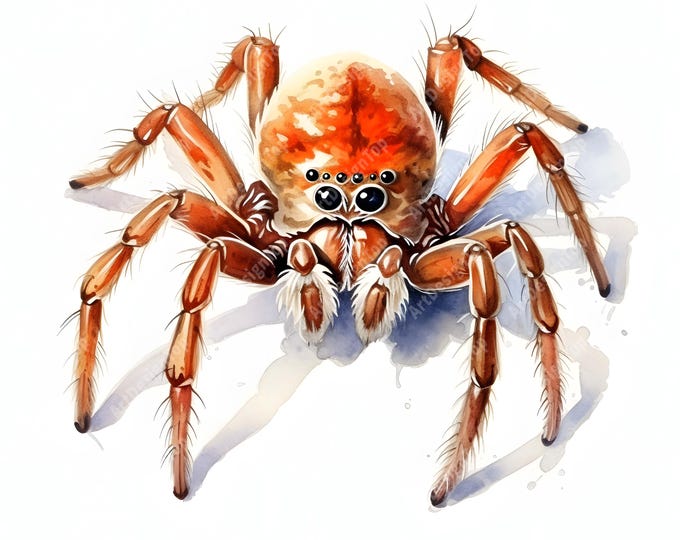 Spider Clipart, Poisonous Spider Images, 10 Watercolor Clip Art, Printable JPGs, Instant Download, Commercial Use, Paper craft