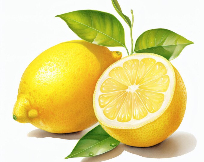 Lemon Fruit Clipart, Citrus Images, 10 Watercolor Clip Art, Printable JPGs, Instant Download, Commercial Use, Paper craft