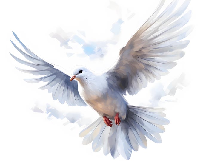 Dove Clipart, White Dove Images, 10 Watercolor Clip Art, Printable JPGs, Instant Download, Commercial Use, Paper craft