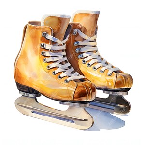 Ice Skates Clipart, Winter Iceskates Images, 10 Watercolor Clip Art, Printable JPGs, Instant Download, Commercial Use, Paper craft