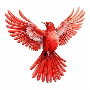 Rot geflügelte Clipart, 10 Aquarell Clip Art, druckbare JPGs, Sofort Download, Kommerzielle Nutzung, Papiermodell
