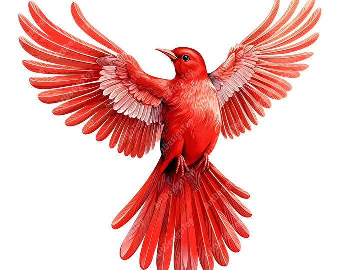Red Winged Clipart, Red Bird Images, 10 Watercolor Clip Art, Printable JPGs, Instant Download, Commercial Use, Paper craft