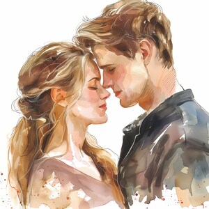 Imágenes de pareja enamorada, enamorados, imágenes del Día de San Valentín, 10 imágenes prediseñadas en acuarela, archivos JPG imprimibles, descarga instantánea, uso comercial, manualidades de papel