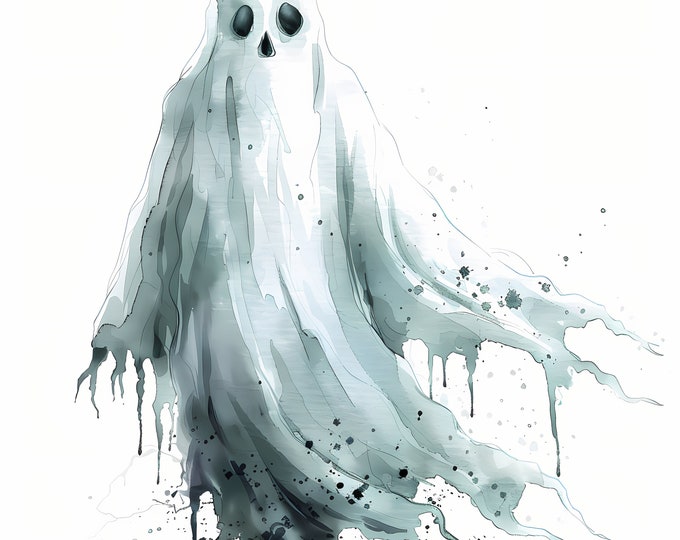 Ghost Clipart, Scary Ghost Images, 10 Watercolor Clip Art, Printable JPGs, Instant Download, Commercial Use, Paper craft