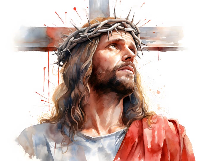 Jesus On Cross Clipart, Crucifix Cross Images, 10 Watercolor Clip Art, Printable JPGs, Instant Download, Commercial Use, Paper craft