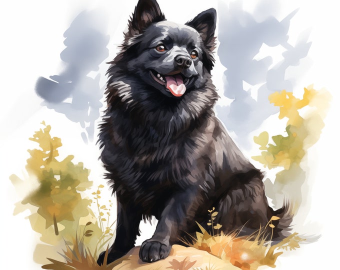 Schipperke Dog Clipart, Spitzke Dog Images, 10 Watercolor Clip Art, Printable JPGs, Instant Download, Commercial Use, Paper craft