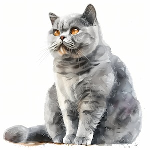 British Shorthair Clipart, British Cat Images, 10 Watercolor Clip Art, Printable JPGs, Instant Download, Commercial Use, Paper craft