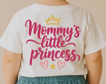 Mommy’s Little Princess SVG, Baby Girl Quote T-Shirt Print, Crown DXF PNG Design for Cricut Silhouette