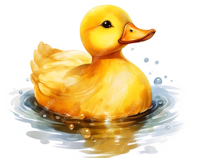 Rubber Duck Clipart, Funny Yellow Duck Images, 10 Watercolor Clip Art, Printable JPGs, Instant Download, Commercial Use, Paper craft