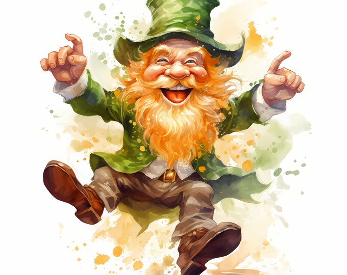 Leprechan Clipart, Funny Leprechaun Images, 10 Watercolor Clip Art, Printable JPGs, Instant Download, Commercial Use, Paper craft