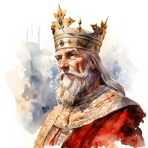 Imágenes prediseñadas de reyes, imágenes de reyes medievales, 10 imágenes prediseñadas de acuarela, archivos JPG imprimibles, descarga instantánea, uso comercial, manualidades de papel