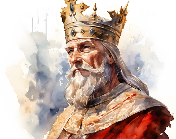 King Clipart, Medieval King Images, 10 Watercolor Clip Art, Printable JPGs, Instant Download, Commercial Use, Paper craft
