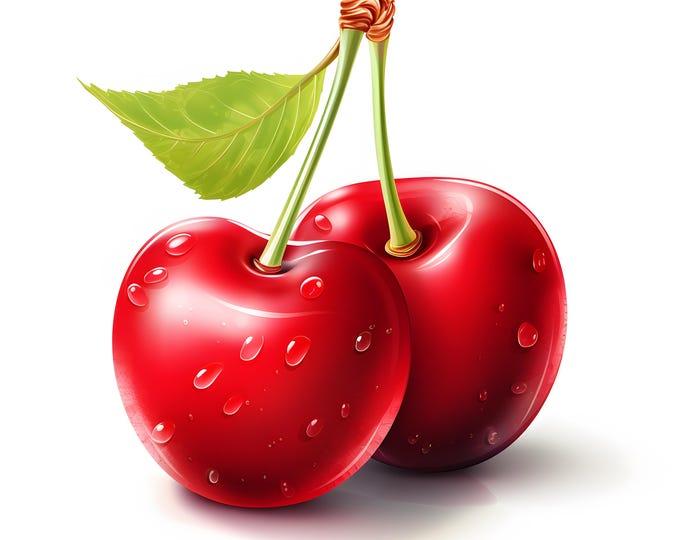 Cherry Clipart, Crimson Cherry Images, 10 Watercolor Clip Art, Printable JPGs, Instant Download, Commercial Use, Paper craft