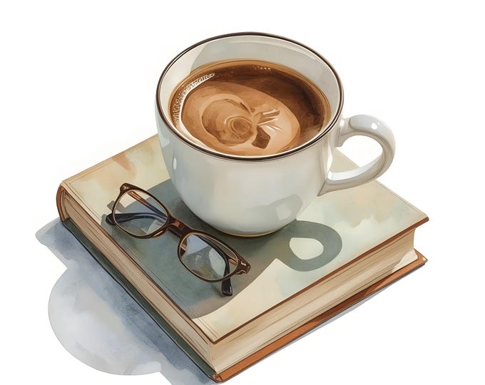 Coffee Clipart, Cozy Reading Images, 10 Watercolor Clip Art, Printable JPGs, Instant Download, Commercial Use, Paper Craft