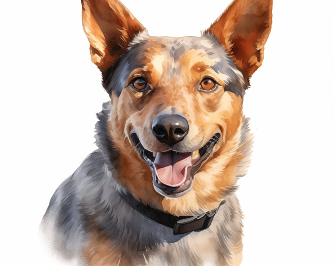Australian Cattle Clipart, Australian Cattle Dog Images, 10 Watercolor Clip Art, Printable JPGs, Instant Download, Commercial Use