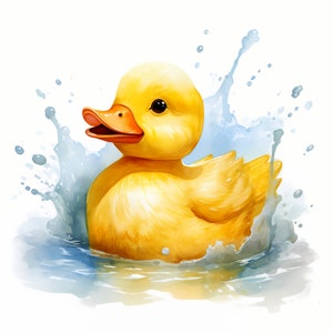 Clipart badeend, afbeeldingen geel badeendje, 10 aquarel illustraties, afdrukbare JPG's, Instant Download, Commercieel gebruik, Papercraft
