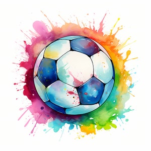 Clipart voetbal, afbeeldingen voetbaldoel, 10 aquarel-illustraties, afdrukbare JPG's, Instant Download, Commercieel gebruik, Papercraft