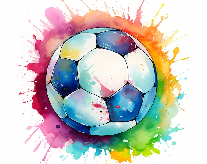 Soccer Ball Clipart, Soccer Goal Images, 10 Watercolor Clip Art, Printable JPGs, Instant Download, Commercial Use, Paper craft