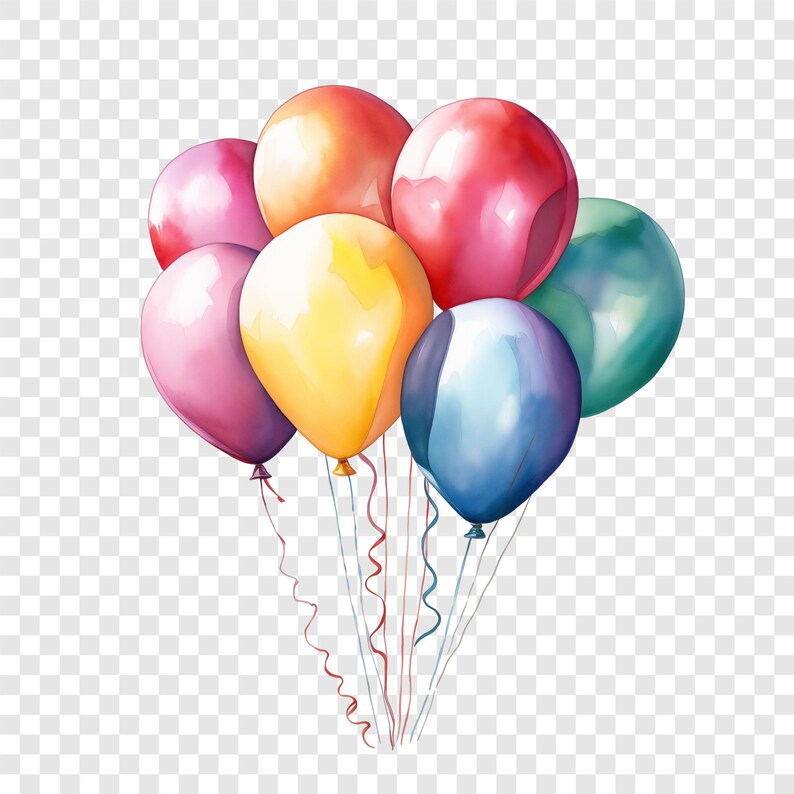 10 PNG Watercolor Party Balloon Clipart, Colorful Balloons Images ...