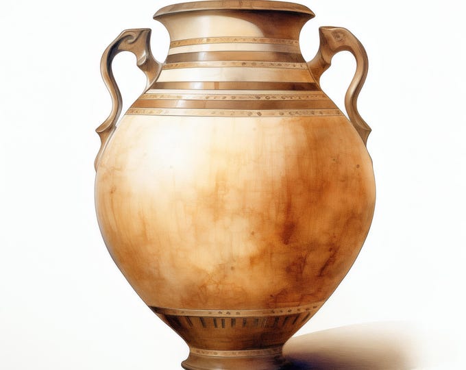 Ancient Amphora Vase Clipart, Greek Pottery Images, 10 Watercolor Clip Art, Printable JPGs, Instant Download, Commercial Use