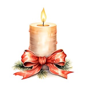 Clipart di candele di Natale, Immagini di candele festive, 10 clipart ad acquerello, JPG stampabili, Download immediato, Uso commerciale, Artigianato di carta