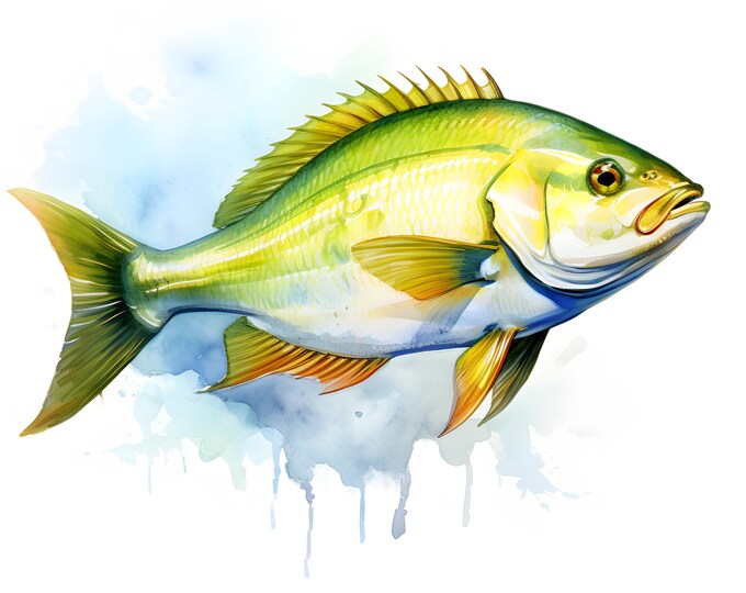 Dorado Clipart, Dorado Fish Images, 10 Watercolor Clip Art, Printable JPGs, Instant Download, Commercial Use, Paper craft