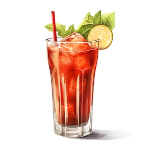 Bloody Mary-clipart, Bloody Mary-cocktailafbeeldingen, 10 aquarel-illustraties, afdrukbare JPG's, Instant Download, Commercieel gebruik, Papercraft