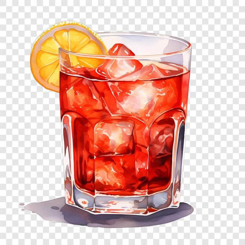 8 PNG Negroni Cocktail Clipart, Orange Drink Bilder, Aquarell Getränke Clip Art, Instant Download Bild 5