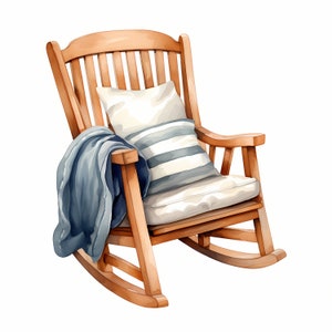 Watercolor Rocking Chair Clipart: Cozy Home Decor (jpgs) - Etsy