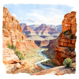Grand Canyon Clipart, Canyon Landscape Images, 10 Watercolor Clip Art ...