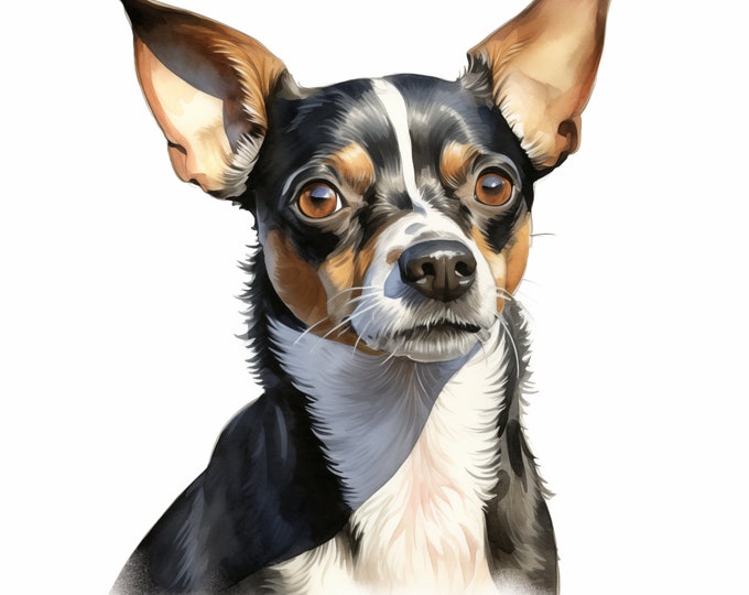 Rat Terrier Clipart, Rat Terrier Dog Images, 10 Watercolor Clip Art, Printable JPGs, Instant Download, Commercial Use, Paper craft